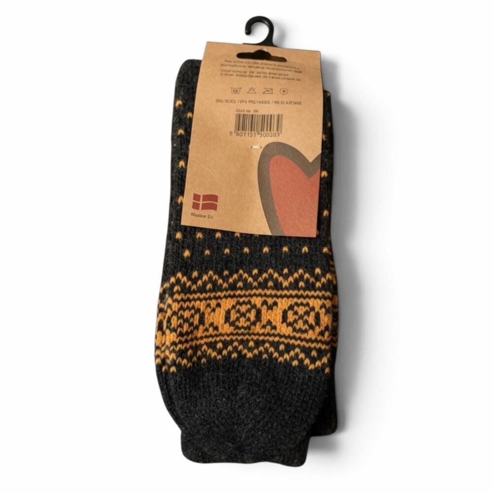 WoolWear Scandinavia Wool Blend Socks Nordic  Black Orange Men US 10–13 NWT